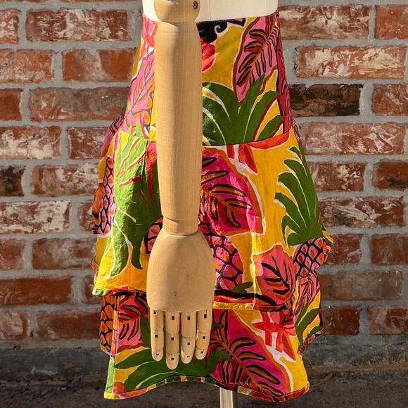 SOLD ELSEWHERE Farm Rio tropical plant/jungle themed 3 layer mini skirt/ L - Picture 6 of 14